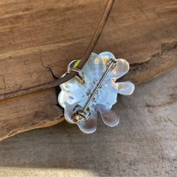 Vintage Signed Zuni Inlay Sun Face Pendant Pin Turquoise Coral Onyx MOP TigerEye - Picture 8 of 12